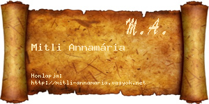 Mitli Annamária névjegykártya